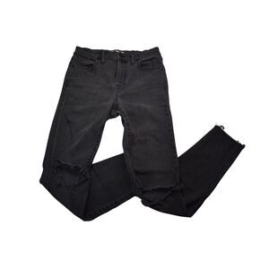 Madewell 9" High Riser Skinny Skinny Distressed Black Jeans Stretch Womens 28